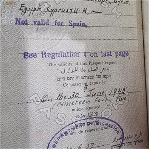 דרכון מנדטורי מקורי משנת 1937