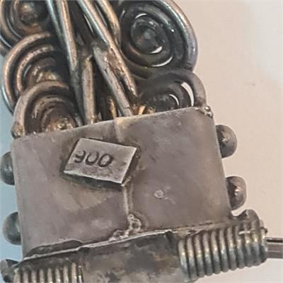 סט יוקרתי ועתיק: שרשרת וצמיד כסף 900 בעבודת יד (155 גרם)