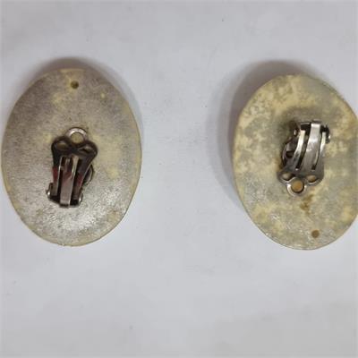 עגילי קליפס וינטג' אלגנטיים במראה אבן לבנה