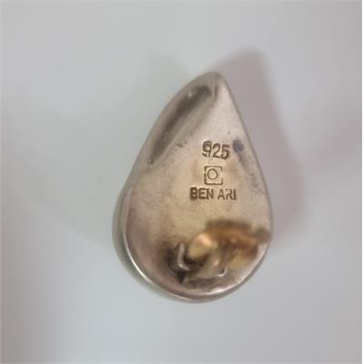 עגילי קליפס "קונכייה" של בן ארי – כסף 925 פיסולי, וינטאג' משנות ה-80