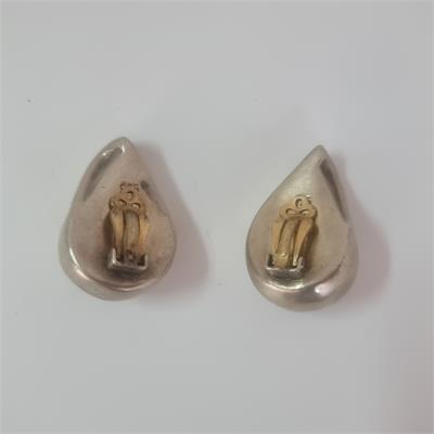 עגילי קליפס "קונכייה" של בן ארי – כסף 925 פיסולי, וינטאג' משנות ה-80