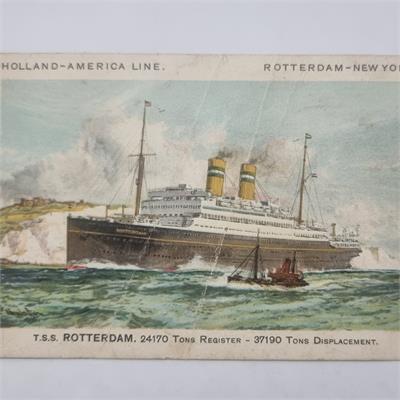 גלויה עתיקה ונדירה – אוניית הפאר T.S.S. ROTTERDAM קו רוטרדם