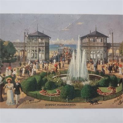 גלויה נדירה והיסטורית (1922) – סופוט (Zoppot), סדרת Oilette